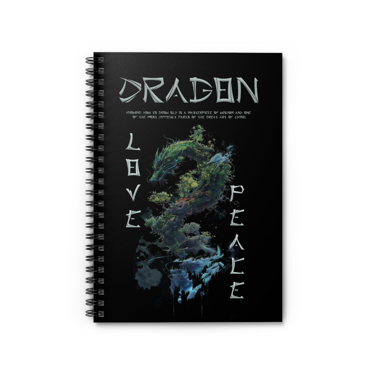 Spiral Notebook - Ruled Line - Dragon Black