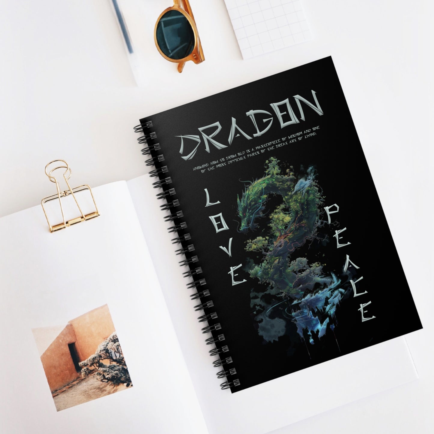 Spiral Notebook - Ruled Line - Dragon Black